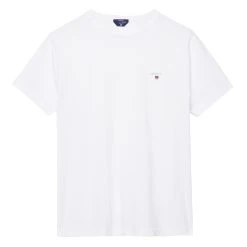 Gant Miesten T-Paita, Solid T-Shirt NOS Valkoinen