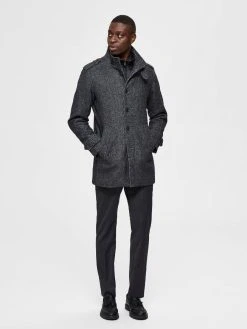 Selected Miesten Villakangastakki NOAH WOOL Harmaa Kuosi -Makia kauppa 884 16081429 92 15