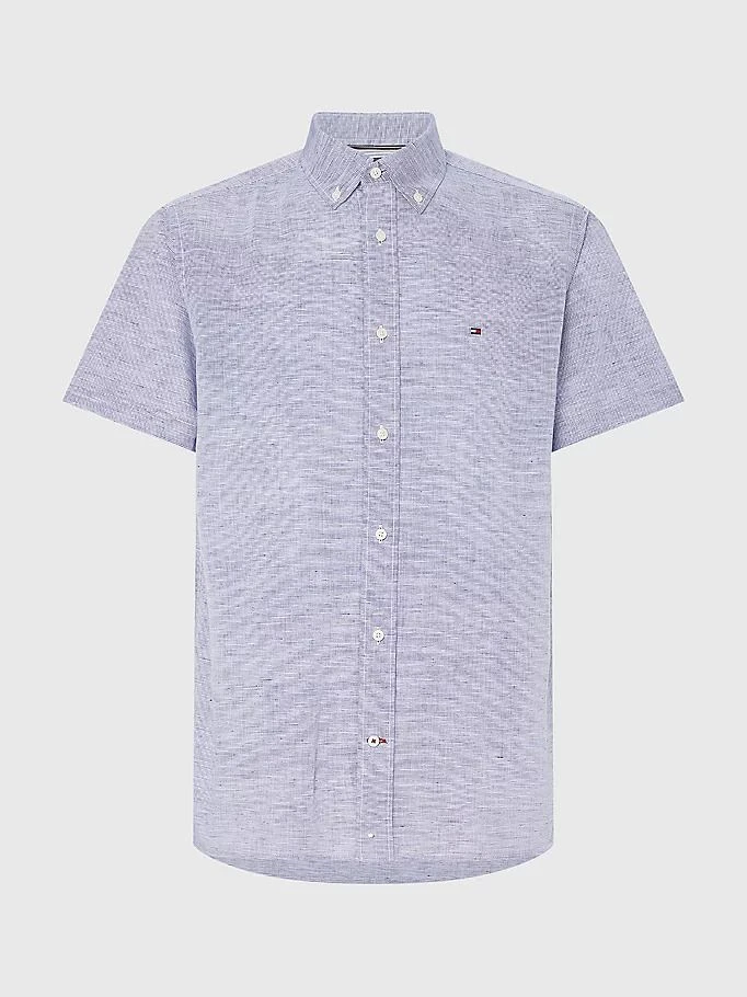 Tommy Hilfiger Miesten Lyhythihainen Kauluspaita CO/LI FAKE SOLID RF SHIRT S/S Vaaleansininen 1 Tommy Hilfiger Miesten Lyhythihainen Kauluspaita CO/LI FAKE SOLID RF SHIRT S/S Vaaleansininen