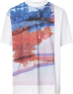 Calvin Klein Jeans Miesten T-Paita LARGE MOTION FLORAL GRAPHIC TEE Valkoinen