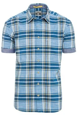 Camel Active Miesten Lyhythihainen Kauluspaita 409234-7S54-44 Sininen Ruutu