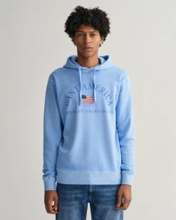 Gant Huppari, SUN FADED GANT USA HOODIE Keskisininen