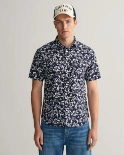 Gant Kauluspaita, FLORAL COTTON LINEN Sininen Kuosi