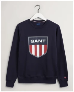 Gant Miesten Collegepaita RETRO SHIELD C-NECK Tummansininen