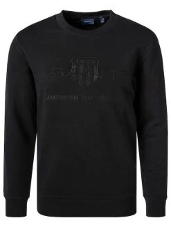 Gant Miesten Collegepaita Tonal Archive Shield C-Neck Musta