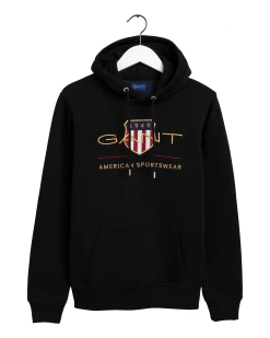 Gant, Miesten Huppari, Archive Shield Hoodie Musta