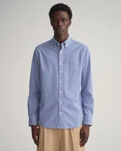 Gant Miesten Kauluspaita, Broadcloth Gingham Sininen Ruutu