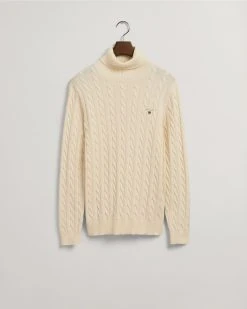 Gant Miesten Neule, Cotton Cable Turttle Neck Valkoinen -Makia kauppa gant miesten neule cotton cable turttle neck valkoinen 3