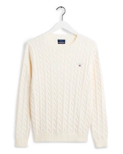 Gant Miesten Neule, Cotton Cable Valkoinen -Makia kauppa gant miesten neule cotton cable valkoinen 3