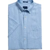 Gant Miesten Pellavapaita, Linen Shirt Ss Regular Keskisininen