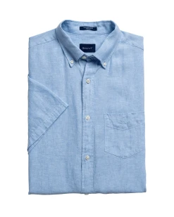 Gant Miesten Pellavapaita, Linen Shirt Ss Regular Keskisininen