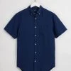 Gant Miesten Pellavapaita, Linen Shirt Ss Regular Tummansininen