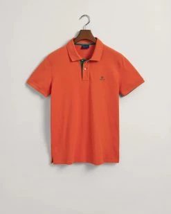Gant Miesten Pikeepaita, Contrast Collar Oranssi