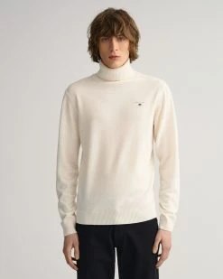 Gant Pooloneulepusero, LAMBWOOL ROLL NECK Luonnonvalkoinen