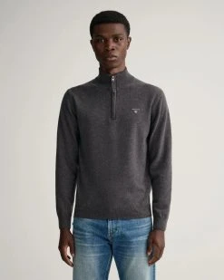 Gant Villaneule, Superfine Lambwool Zip Tummanharmaa