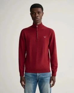 Gant Villaneule, Superfine Lambwool Zip Viininpunainen