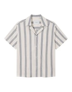 LES DEUX Kauluspaita, LAWSON STRIPE SS SHIRT Raidallinen Sininen