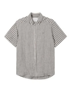 LES DEUX Pellavapaita, KRIS LINEN SS SHIRT Raidallinen Sininen