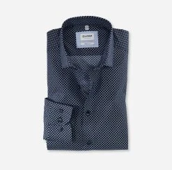 Olymp Level Five Kauluspaita +hiha, Body Fit Sininen Kuosi