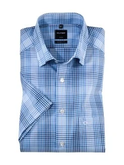 Olymp Luxor Kauluspaita, Modern Fit Sininen Ruutu