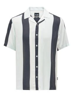 Only And Sons Kauluspaita, WAYNE LIFE REG STRIPE VISCOSE Raidallinen Sininen