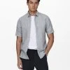 Only And Sons Miesten Kauluspaita ONSCAIDEN SS SOLID LINEN Sininen Kuosi