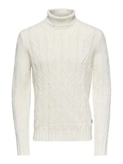 Only And Sons Miesten Neule ONSNEW RIGGE CABLE ROLL NECK KNIT Valkoinen -Makia kauppa only and sons miesten neule onsnew rigge cable roll neck knit valkoinen 2