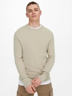 Only And Sons Miesten Neule, PHIL STRUCTURE KNIT Beige -Makia kauppa only and sons miesten neule phil structure knit beige 5