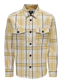 Only And Sons Miesten Paita, MILO CHECK OVERSHIRT NOS Keltainen Ruutu