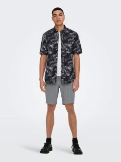 Only And Sons Paita, BES REG SLUB LEAF SHIRT Sininen Kuosi
