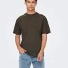 Only And Sons T-paita, FRED RLX SS TEE Tummanruskea