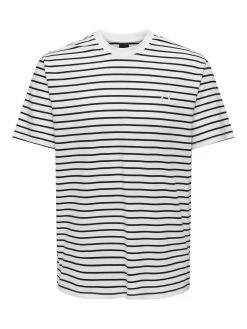 Only And Sons T-paita, HENRY REG STRIPE Raidallinen Valkoinen