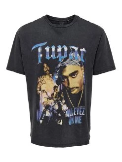 Only And Sons T-paita, Tupac Hiilenmusta