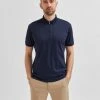 Selected Homme Fave Zip Polo Tummansininen