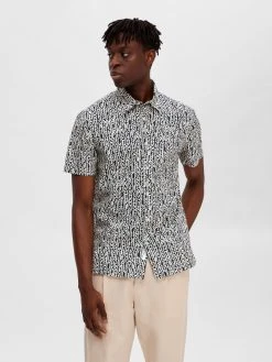 Selected Kaulauspaita, MITCH SHIRT AOP Sininen Kuosi