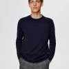 Selected Miesten Neule BERG CREW NECK Tummansininen