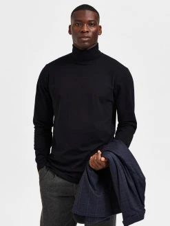 Selected Miesten Neulepaita, Rory Ls Roll Neck Musta
