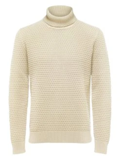 Selected Miesten Neulepusero, K REMY KNIT ROLL Luonnonvalkoinen