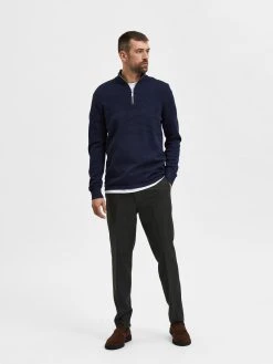 Selected Miesten Neulepusero, MAINE KNI HALF ZIP Tummansininen -Makia kauppa selected miesten neulepusero maine kni half zip tummansininen 3