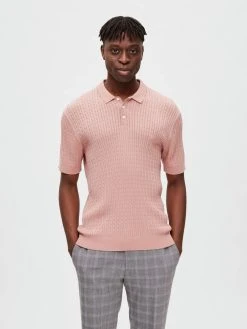 Selected Miesten Pikeepaita, SLH MADDEN SS KNIT POLO Pinkki