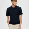 Selected Miesten Pikeepaita, SLH MADDEN SS KNIT POLO Tummansininen