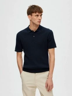 Selected Miesten Pikeepaita, SLH MADDEN SS KNIT POLO Tummansininen
