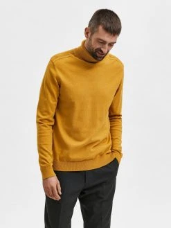 Selected, Miesten Pooloneule, Berg Roll Neck Keltainen