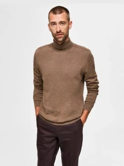 Selected, Miesten Pooloneule, Berg Roll Neck Beige
