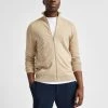 Selected Miesten Puuvillaneuletakki, Berg Full Zip Cardigan Vaalea Beige