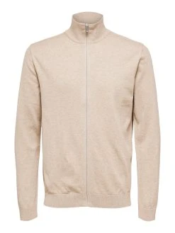 Selected Miesten Puuvillaneuletakki, Berg Full Zip Cardigan Vaalea Beige -Makia kauppa selected miesten puuvillaneuletakki berg full zip cardigan luonnonvalkoinen 4