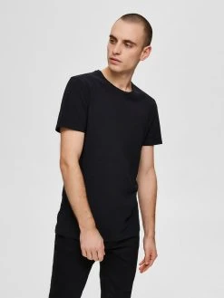 Selected, Miesten T-Paita, New Pima SS O-Neck Musta