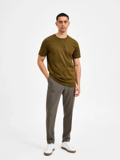 Selected Miesten T-paita NORMAN 180 NOS O-NECK Khaki -Makia kauppa selected miesten t paita norman 180 nos o neck khaki 3