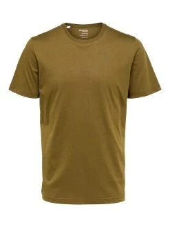 Selected Miesten T-paita NORMAN 180 NOS O-NECK Khaki -Makia kauppa selected miesten t paita norman 180 nos o neck khaki 4