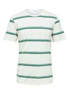 Selected Miesten T-Paita RELAX OWEN SS O-NECK Raidallinen Vihreä -Makia kauppa selected miesten t paita relax owen ss o neck raidallinen vihrea 3